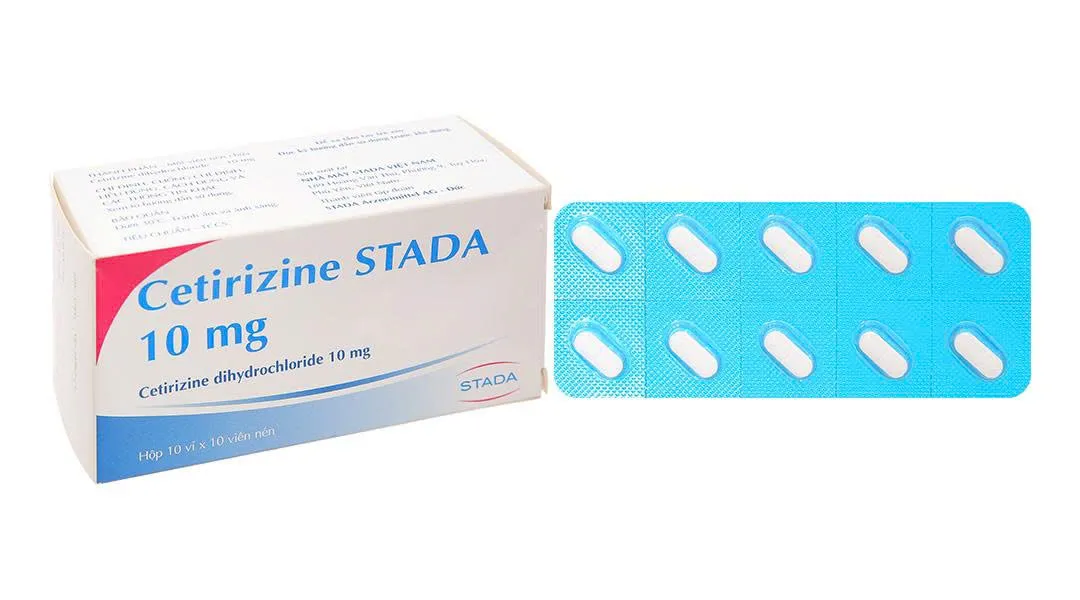 Cetirizine Stada 10mg (H/100v) – Dịu nhẹ giảm ngứa mũi, nổi mề đay, phù hợp dùng lâu dài